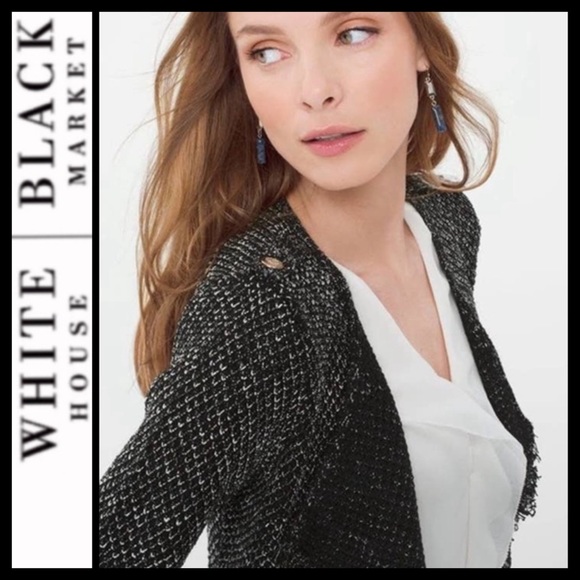 🔥SALE🔥 WHBM Tweed Raw Edge Sweater Jacket - Picture 2 of 11